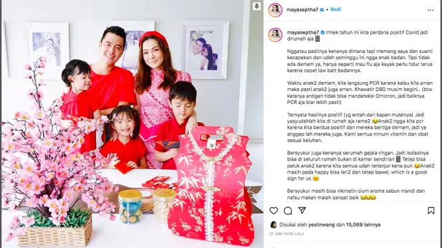 Maya Septha sekeluarga Positif Covid-19 (Sumber: Instagram/@mayaseptha7)