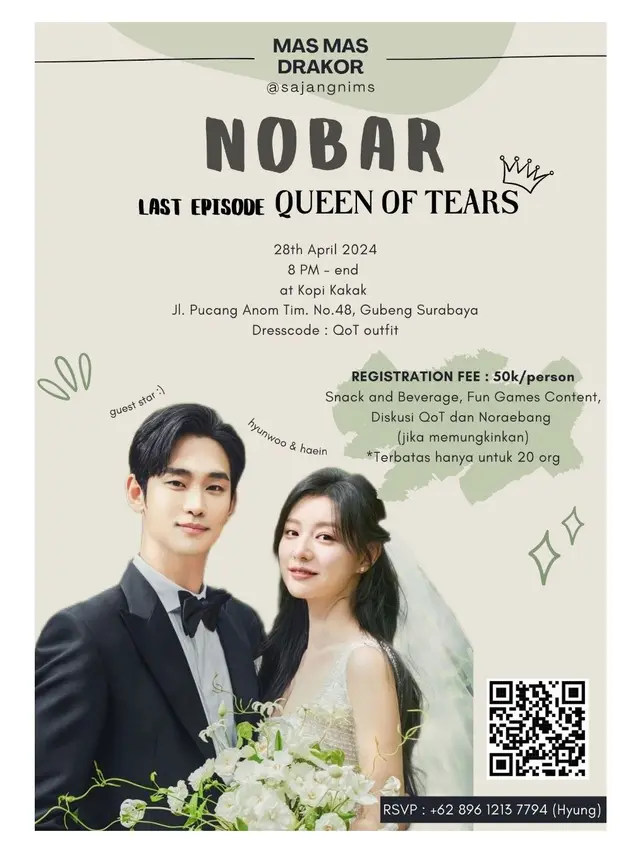 7 Potret Pamflet Nobar Queen of Tears di Berbagai Kota, Ajak Nangis Bareng
