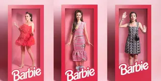 Dalam bidikan kamera fotografer Winston Gomez, Shandy Aulia tampil totalitas dengan cosplay ala Barbie dalam box. Ia mengenakan strapless mini dress berbulu dengan sleek ponytail yang ikonik. [Foto: Winston Gomez].