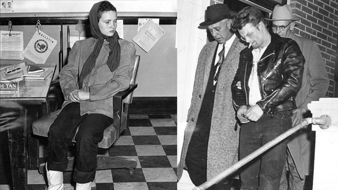 Caril Ann Fugate dan Charles Starkweather (tengah, diborgol) (kredit: Casper College Western History Center)