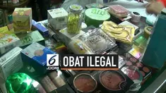 BPOM menyita ratusan obat dan komestik illegal di Pasar Jatinegara, Jakarta Timur.