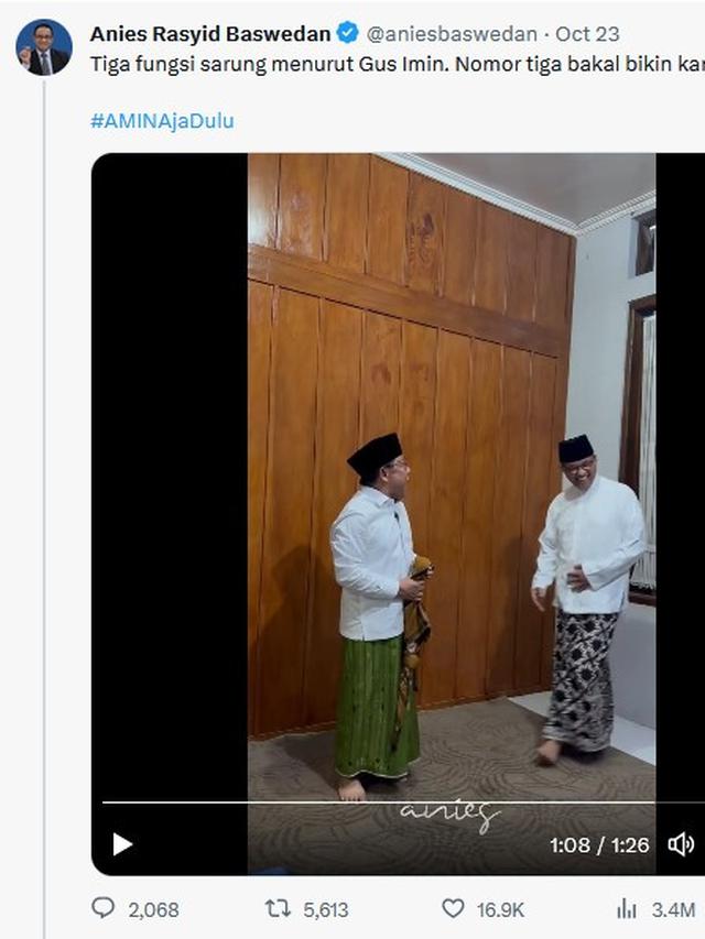 Unggahan Anies Baswedan Diselepet Cak Imin. (Tangkapan Twitter/ aniesbaswedan)