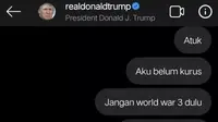DM Kocak Netizen Indonesia Ke Donald Trump Ini Bikin Tepuk Jidat (sumber:Twitter/SadXgirlbii)