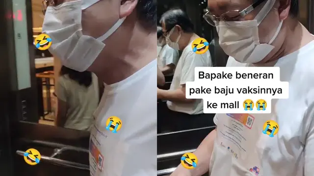 Kenakan kaos sertifikat vaksin, seorang bapak curi perhatian warganet.