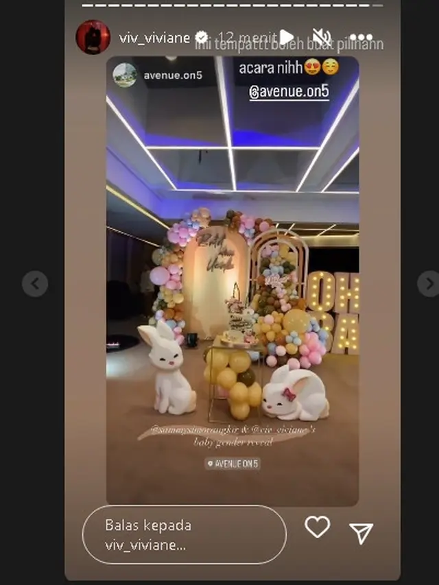 Momen gender reveal party dan pesta ultah Viviane ke-36 (Foto: Instagram viv_viviane)