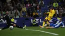 <p>Espanyol telat memberi perlawanan karena baru mencetak gol setelah tertinggal 0-4. Adalah Javi Puado dan Joselu yang cetak gol hiburan buat Espanyol. (AP Photo/Joan Monfort)</p>