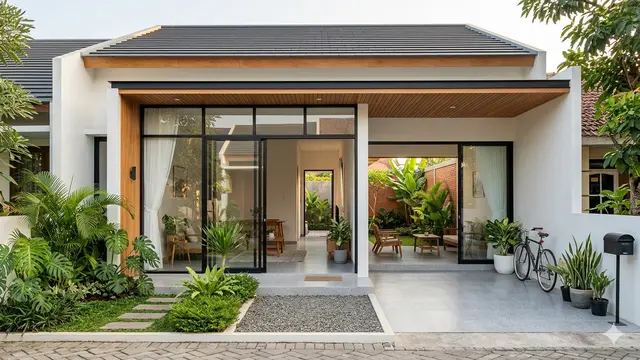 Inspirasi Rumah 1 Lantai dengan Ventilasi Silang Adem.