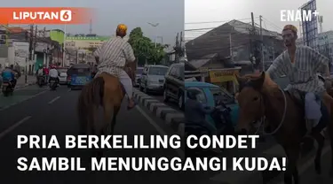 Beredar sebuah video yang memancing rasa heran di media sosial. Tampak seorang pria tunggangi kudanya untuk mengelilingi Condet, Jakarta Timur