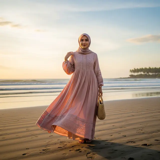 9 Model Gamis A-line dari Rayon untuk Liburan, Pilihan Tepat Tampil Nyaman