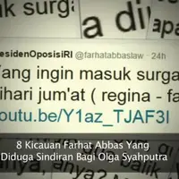 Farhat Abbas bagai memancing di air keruh, ketika orang berbelasungkawa, ia justru berkicau melalui akun twitternya. Kicauan itu membuat penggemar Olga geram. Inilah delapan kicauan Farhat yang menggegerkan itu. 
