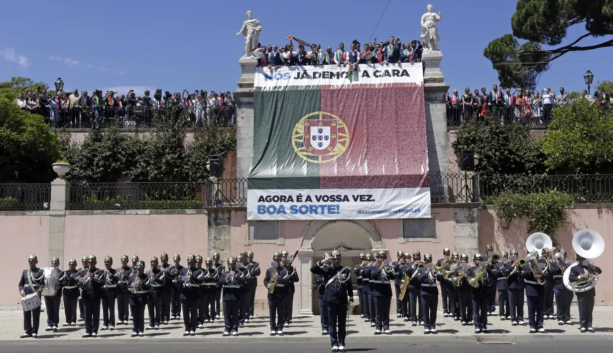 Acara seremonial dan penyambutan timnas Portugal usai menjuarai piala Eropa 2016 di Belem Palace, Lisbon, Portugal, (11/7/2016). (AFP/Jose Manuel Ribeiro)