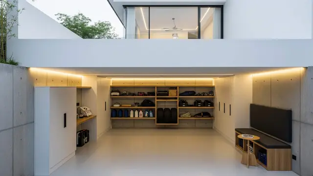 Desain Carport di Basement