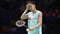 Turnamen pemanasan menjelang All England, German Open 2022 yang dihelat di Jerman dan berlabel super 300 telah memasuki hari kedua (10/3/2022). Banyak pemain unggulan yang gugur di babak pertama yang digelar selama dua hari. Berikut lima unggulan yang gugur. (AFP/Ina Fassbender)