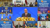 KTT ASEAN ke-37 yang dihadiri oleh para pemimpin negara ASEAN secara virtual pada Kamis 12 November 2020. (VNA via AP)