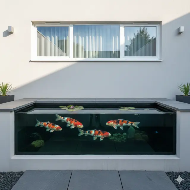 Model Kolam Ikan Koi Minimalis Depan Rumah (Foto: Gemini AI)