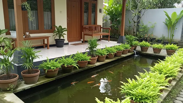 Model Kolam Ikan Dangkal di Teras Rumah/Gemini AI