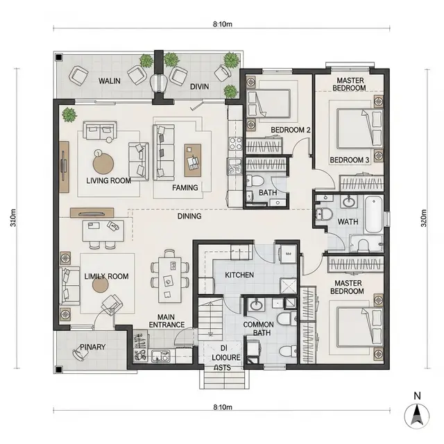 Inspirasi Desain Rumah Sederhana 3 Kamar Ukuran 8x10. Foto: Gemini