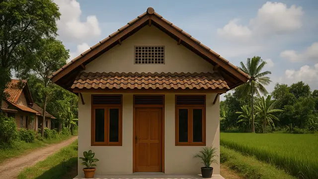 Model Rumah Sederhana 5x12 1 Lantai di Desa/Ilustrasi gambar oleh AI