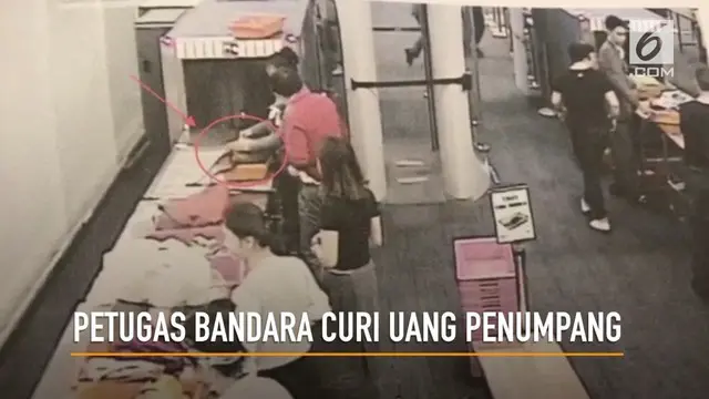 Aksi pencurian uang penumpang oleh petugas keamanan bandara terekam kamera CCTV