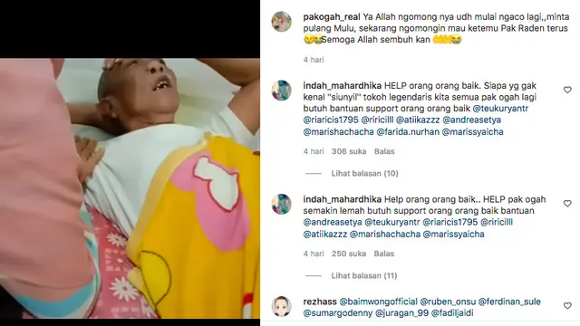 Pemeran Pak Ogah dalam serial anak Si Unyil, saat ini tengah terbaring sakit. (instagram.com/pakogah_real)