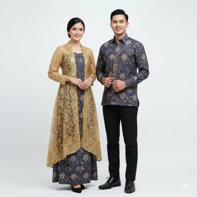 Model Gamis Batik Couple Brokat Elegan Keluarga Besar. Gemini