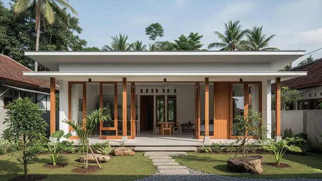 model rumah minimalis di desa dengan atap datar ala rumah modern