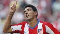 Selebrasi sehabis mencetak gol dari winger Atletico Madrid, Jose Antonio Reyes.