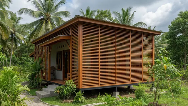 Desain Rumah Tropis Kecil dengan Ventilasi Maksimal & Cahaya Natural/ Ilustrasi AI