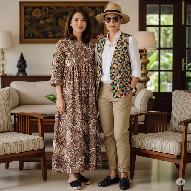 Model Baju Batik untuk Usia 50-an. Foto: Gemini