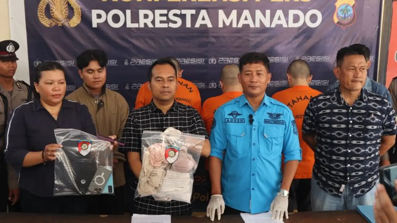 Regan Kusuma Wardani saat jumpa pers pada, Selasa (12/11/2024), di Markas Polresta Manado.