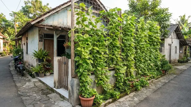 Model pagar hidup dari tanaman yang bikin rumah lebih sejuk dan privat menggunakan sirih gading
