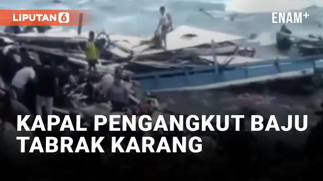 Warga Kasawari Bitung Ambil Pakaian Bekas dari Kapal yang Tabrak Karang