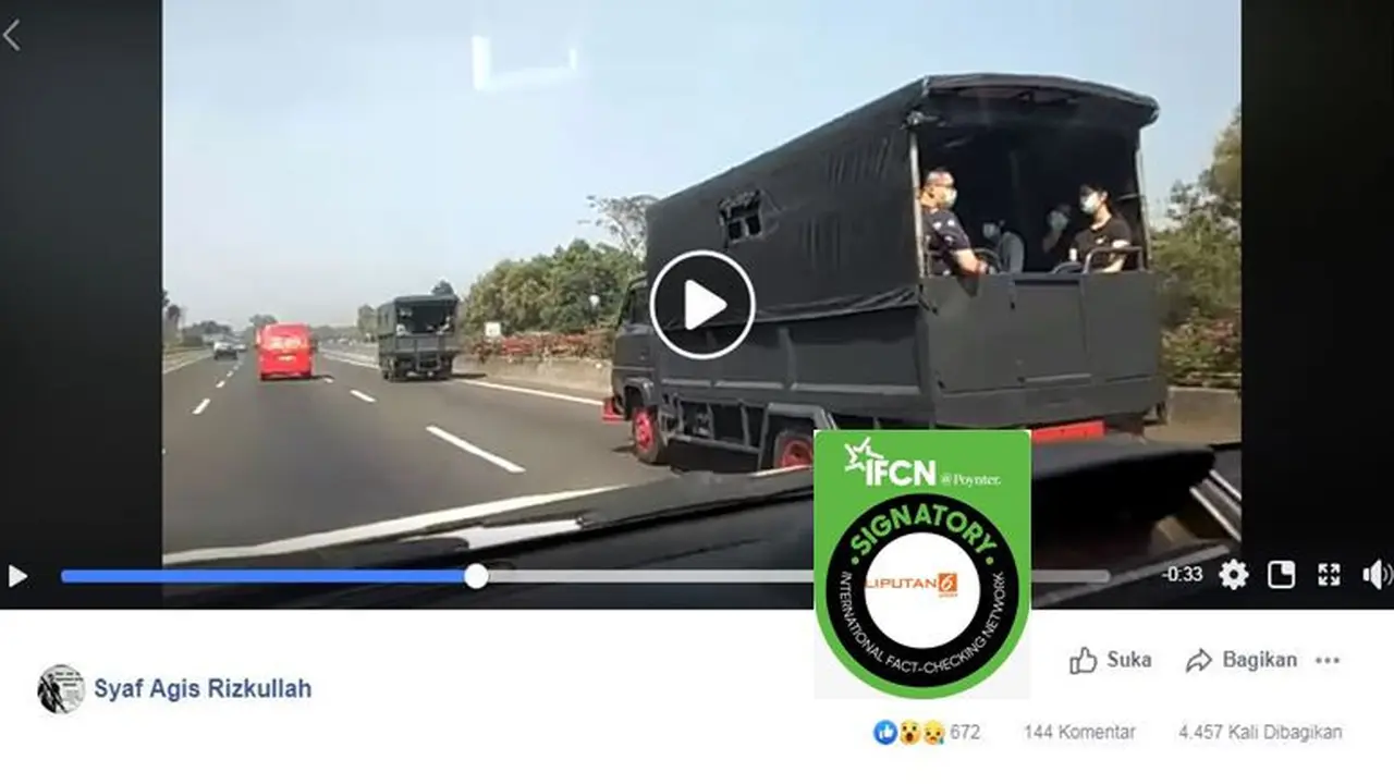 [Cek Fakta] Gambar Tangkapan Layar Video Iring-iringan Truk di Jalan Tol