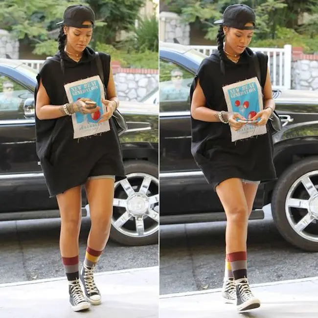 Mau Tampil Beda Intip Gaya Rihanna dengan Memakai Kaos Kaki Fashion Fimela