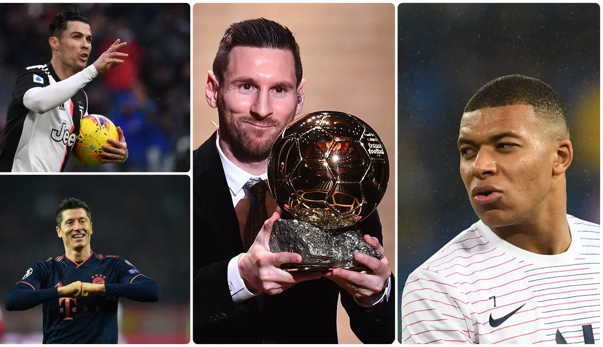 Lionel Messi kembali terpilih sebagai pemenang Ballon d'Or 2019, Messi akhirnya melewati pencapaian Cristiano Ronaldo usai mengumpulkan suara terbanyak pada pemilihan tahun ini. Berikut 10 pemain dengan voting tertinggi di ajang Ballon d'Or 2019. (Kolase foto AFP)