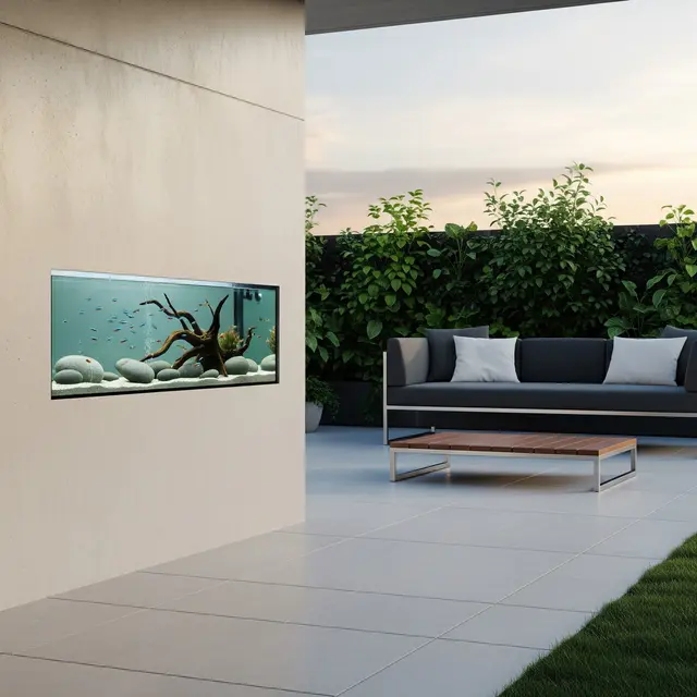 Teras Rumah dengan Akuarium