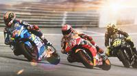 MotoGP - Alex Rins, Marc Marquez, Valentino Rossi (Bola.com/Adreanus Titus)