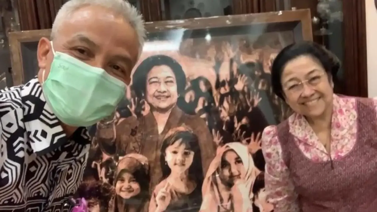 Lukisan karya Djoko Susilo berjudul "Ibu Megawati Bersama Anak-anak Indonesia"