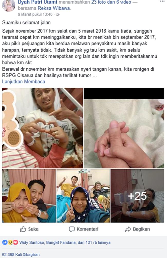 Postingan Dyah yang viral di sosial media/copyright facebook.com/Dyah Putri Utami
