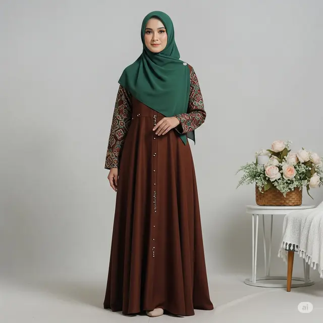 Gamis Brokat Tile Voerin