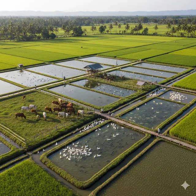 Model Usaha Ternak Campuran Sawah (Foto: Gemini AI)