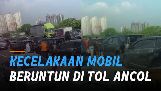 VIDEO: Viral Kecelakaan Mobil Beruntun di Tol Ancol