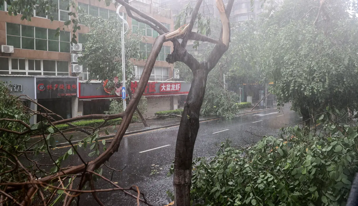 Topan Doksuri telah meninggalkan jejak kematian dan kehancuran saat bergerak dari Filipina melintasi Taiwan selatan.  (STR/AFP)
