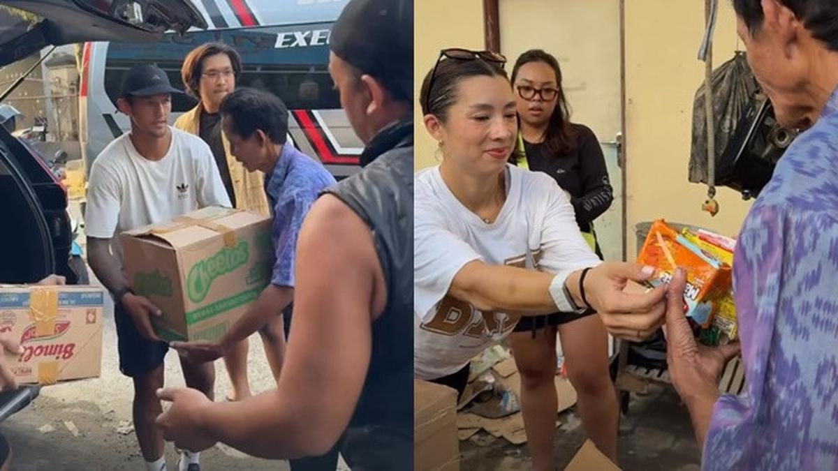6 Potret Irfan dan Jennifer Bachdim Salurkan Bantuan Logistik Korban Banjir Bali