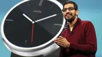 Wakil Presiden Senior Google Android, Chrome dan Apps, Sundar Pichai, tampil sebagai pembicara pada konferensi pengembang aplikasi Google I/O 2014 di San Francisco, (25/6/2014). (REUTERS/Elia Nouvelage) 