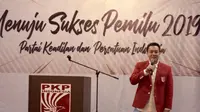 Ketua Umum PKPI Diaz Hendropriyono memberikan pidato politik pada Muspimnas PKPI yang bertemakan "Menuju Sukses Pemilu 2019" di Jakarta, Rabu (5/12/2018).