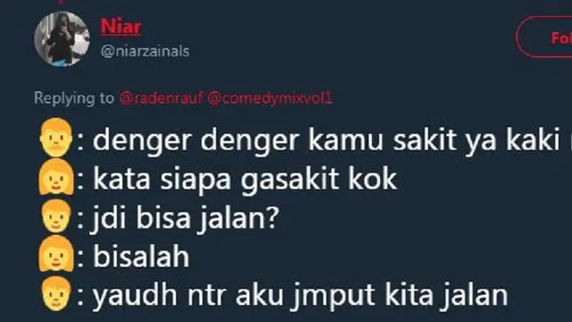 rayuan gombal bikin baper (foto: twitter/@niarzainals)