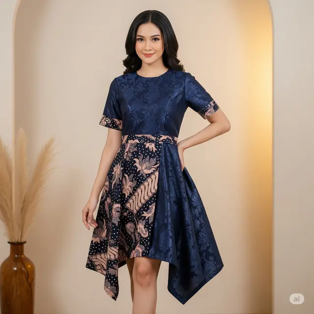 Dress Asimetris Lengan Pendek