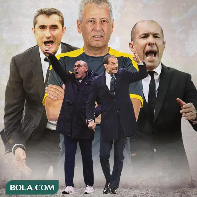 Ilustrasi - Leonardo Jardim, Lucien Favre, Massimiliano Allegri, Maurizio Sarri, Ernesto Valverde