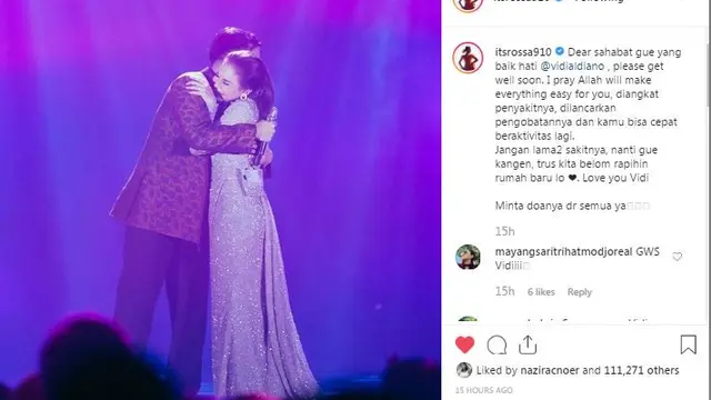 Unggahan Rossa untuk Vidi Aldiano.